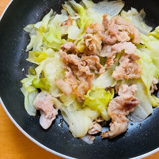 レタスと豚肉の味ぽん炒め